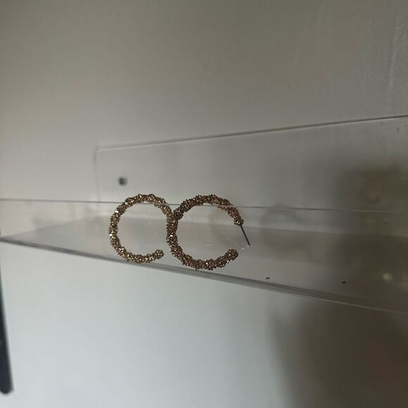 Gold Sparkle Hoop Earrings - Picture 4 of 4